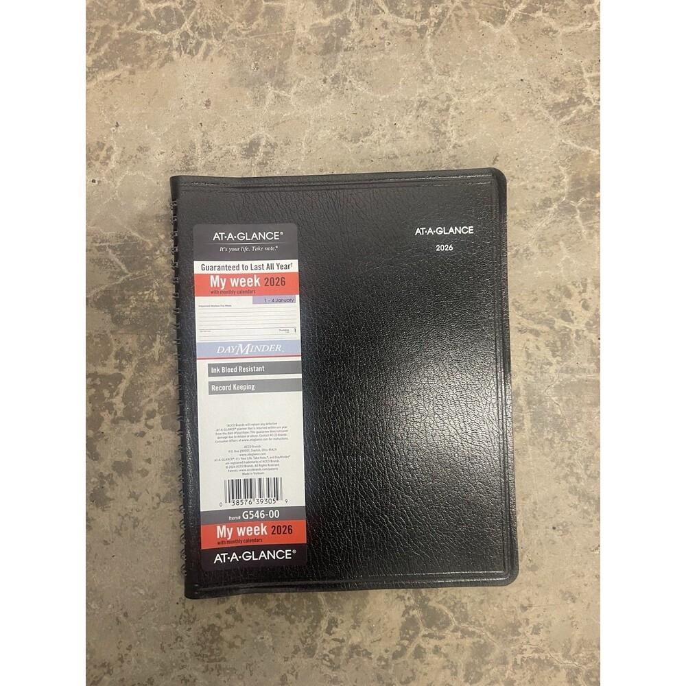 2026 AT-A-GLANCE DayMinder My Week Weekly Planner Black G546-00